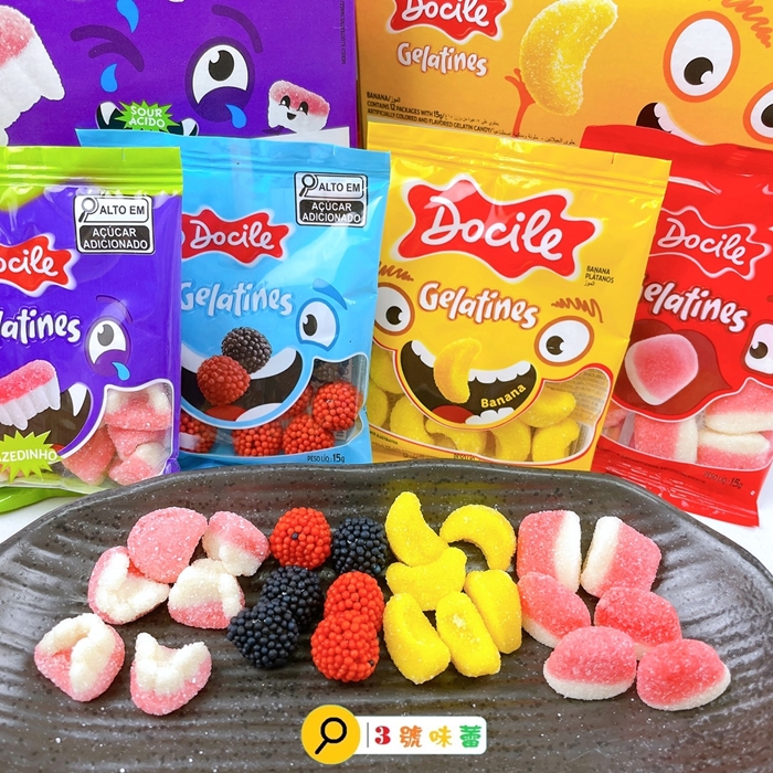 巴西 Docile 迷你QQ糖（香蕉 / 草莓包 / 藍莓&紅莓 / 酸吸血鬼牙齒）造型QQ糖