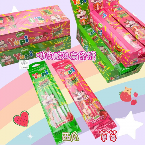  YUPI 呦皮酸Q扁條糖(草莓、西瓜)(全素)