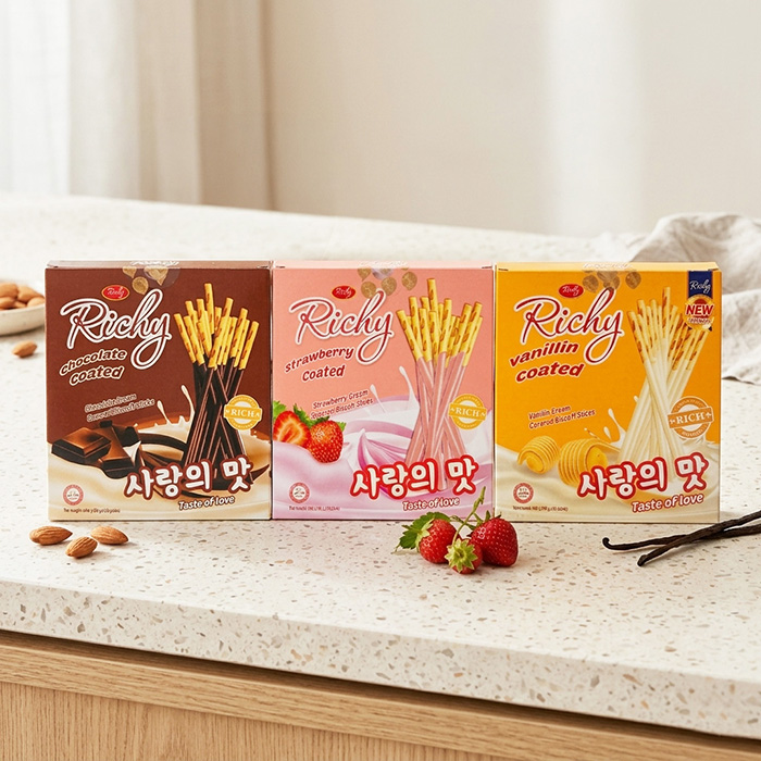 Richy 瑞奇富裕餅乾棒(巧克力、草莓、香草牛奶) 